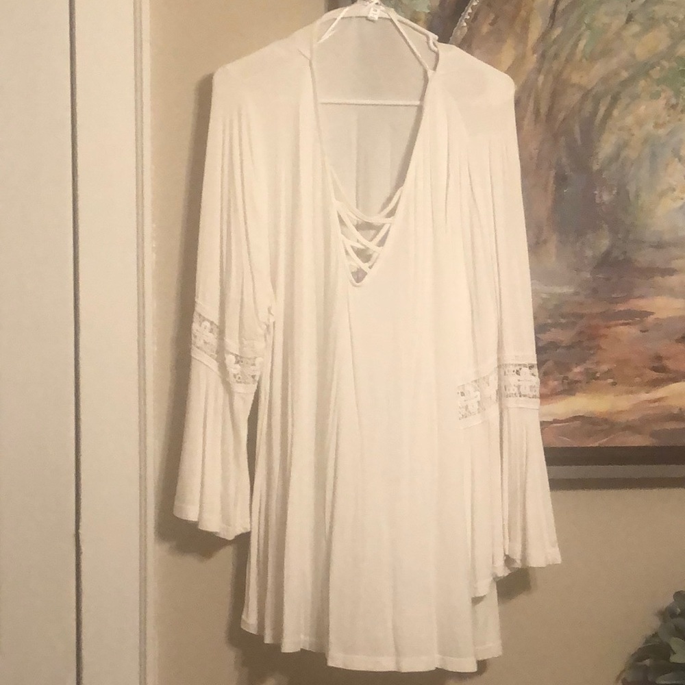 PLUS White Bell Sleeved Top